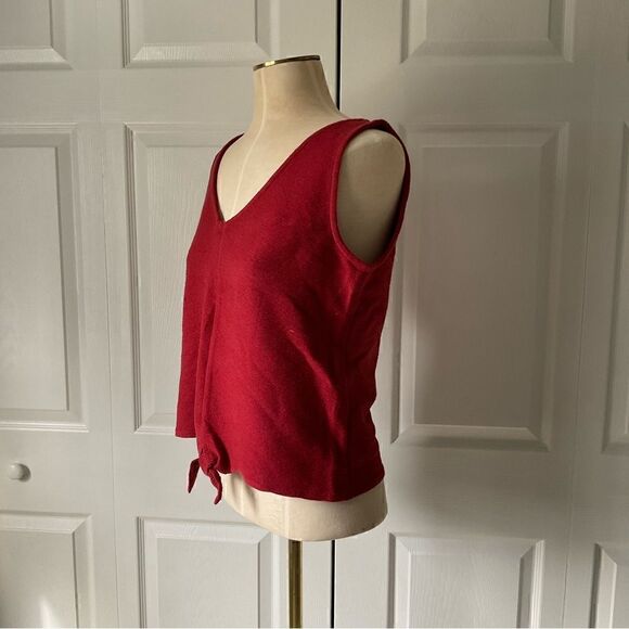 Ann Taylor Factory Red V-Neck Sleeveless Knot Front Tank Top - S - Picture 7 of 7